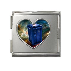 The Police Box Tardis Time Travel Device Used Doctor Who Mega Link Heart Italian Charm (18mm) by Jancukart