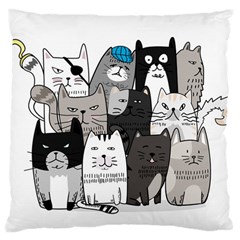 Cute Cat Hand Drawn Cartoon Style Large Cushion Case (one Side) by Jancukart