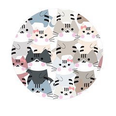 Cute-cat-couple-seamless-pattern-cartoon Mini Round Pill Box by Jancukart
