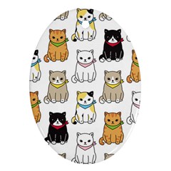 Cat-kitten-seamless-pattern Ornament (oval)