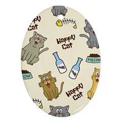 Happy-cats-pattern-background Ornament (oval)