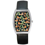 Seamless-pattern-with-cats Barrel Style Metal Watch