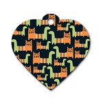 Seamless-pattern-with-cats Dog Tag Heart (Two Sides)