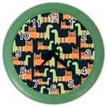 Seamless-pattern-with-cats Color Wall Clock