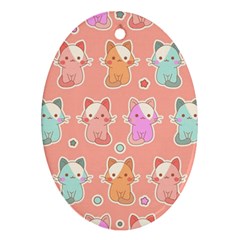 Cute-kawaii-kittens-seamless-pattern Ornament (oval)