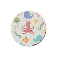 Underwater-seamless-pattern-light-background-funny Rubber Coaster (round) by Jancukart