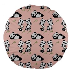 Pandas Pattern Panda Bear Large 18  Premium Flano Round Cushions by Wegoenart