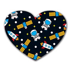 Seamless Adventure Space-vector Pattern Background Heart Mousepad by Wegoenart