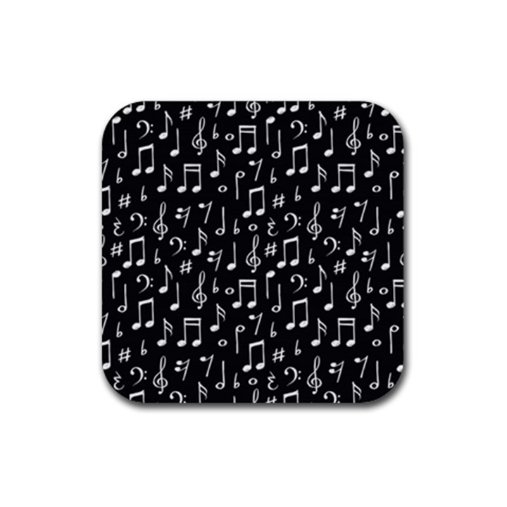 Chalk-music-notes-signs-seamless-pattern Rubber Coaster (Square)