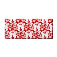 White And Red Ornament Damask Vintage Hand Towel by ConteMonfrey