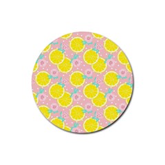 Pink Lemons Rubber Round Coaster (4 Pack) by ConteMonfrey