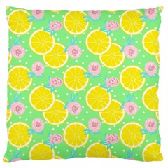 Green Lemons Large Cushion Case (two Sides) by ConteMonfrey