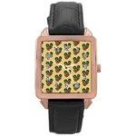 Pastel Pineapple Rose Gold Leather Watch  Front