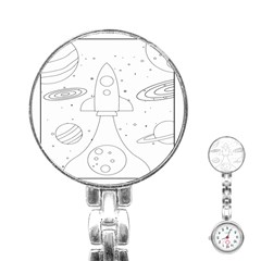 Going To Space - Cute Starship Doodle  Stainless Steel Nurses Watch by ConteMonfrey