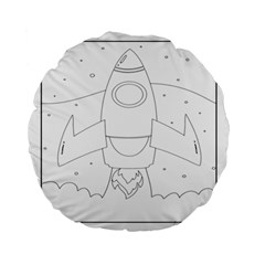 Starship Doodle - Space Elements Standard 15  Premium Flano Round Cushions by ConteMonfrey