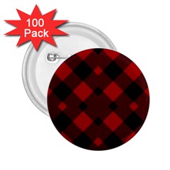Red Diagonal Plaid Big 2 25  Buttons (100 Pack)  by ConteMonfrey