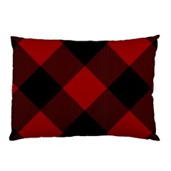 Black And Dark Red Plaids Pillow Case by ConteMonfrey