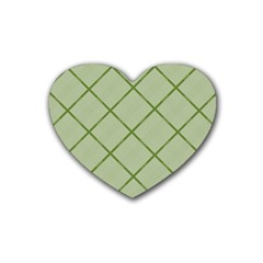 Discreet Green Plaids Rubber Heart Coaster (4 Pack) by ConteMonfrey