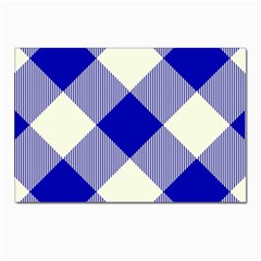 Blue And White Diagonal Plaids Postcard 4 x 6  (pkg Of 10) by ConteMonfrey