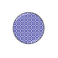 Blue Small Diagonal Plaids   Hat Clip Ball Marker (4 Pack)