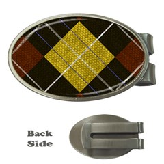 Modern Yellow Golden Plaid Money Clips (oval)  by ConteMonfrey