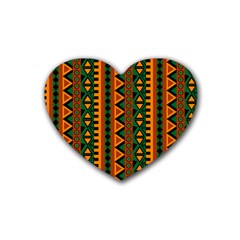 African Pattern Texture Rubber Heart Coaster (4 Pack) by Ravend