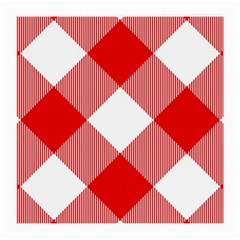Red And White Diagonal Plaids Medium Glasses Cloth (2 Sides) by ConteMonfrey