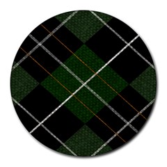 Modern Green Plaid Round Mousepad by ConteMonfrey