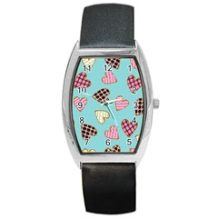 Seamless-pattern-with-heart-shaped-cookies-with-sugar-icing Barrel Style Metal Watch by Wegoenart