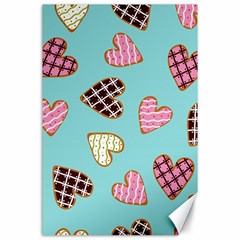 Seamless-pattern-with-heart-shaped-cookies-with-sugar-icing Canvas 24  X 36  by Wegoenart