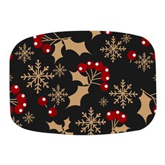 Christmas Pattern With Snowflakes-berries Mini Square Pill Box by Wegoenart