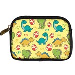 Seamless pattern with cute dinosaurs character Digital Camera Leather Case Front