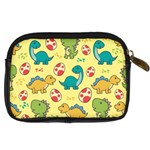Seamless pattern with cute dinosaurs character Digital Camera Leather Case Back
