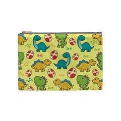 Seamless Pattern With Cute Dinosaurs Character Cosmetic Bag (medium) by Wegoenart