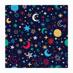 Colorful-background-moons-stars Medium Glasses Cloth (2 Sides) by Wegoenart