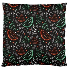 Seamless-vector-pattern-with-watermelons-mint -- Large Flano Cushion Case (one Side) by Wegoenart