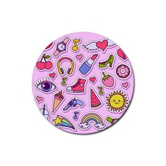 Fashion-patch-set Rubber Round Coaster (4 Pack) by Wegoenart