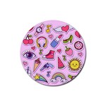 Fashion-patch-set Rubber Round Coaster (4 pack) Front
