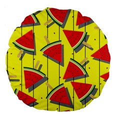 Yellow Watermelon Popsicle  Large 18  Premium Flano Round Cushions by ConteMonfrey