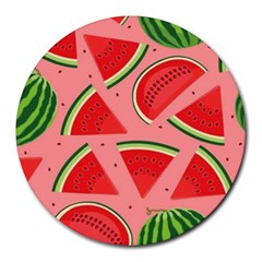 Red Watermelon  Round Mousepad by ConteMonfrey