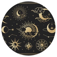 Asian-set-with-clouds-moon-sun-stars-vector-collection-oriental-chinese-japanese-korean-style Round Trivet by Wegoenart