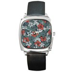 Seamless-floral-pattern-with-tropical-flowers Square Metal Watch