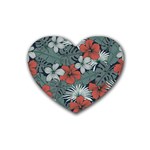 Seamless-floral-pattern-with-tropical-flowers Rubber Heart Coaster (4 pack)