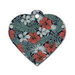 Seamless-floral-pattern-with-tropical-flowers Dog Tag Heart (Two Sides)