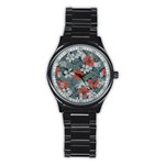 Seamless-floral-pattern-with-tropical-flowers Stainless Steel Round Watch