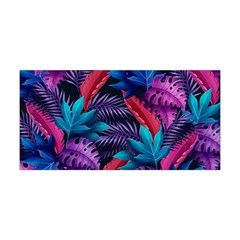Background With Violet Blue Tropical Leaves Yoga Headband by Wegoenart
