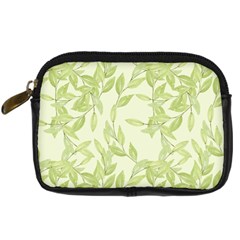 Watercolor Leaves On The Wall  Digital Camera Leather Case by ConteMonfrey