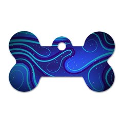 Wavy Abstract Blue Dog Tag Bone (one Side) by Ravend
