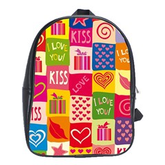 Multicolored Gift Wrap Decor Love Colorful Hearts I Love You School Bag (xl) by Wegoenart