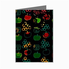 Apples Honey Honeycombs Pattern Mini Greeting Card by danenraven